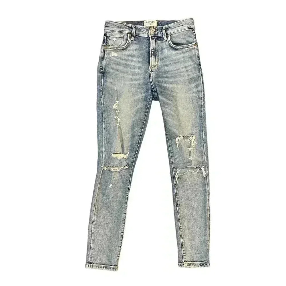 AGOLDE Sophie Distressed High  Waist Skinny Jeans Sz 25